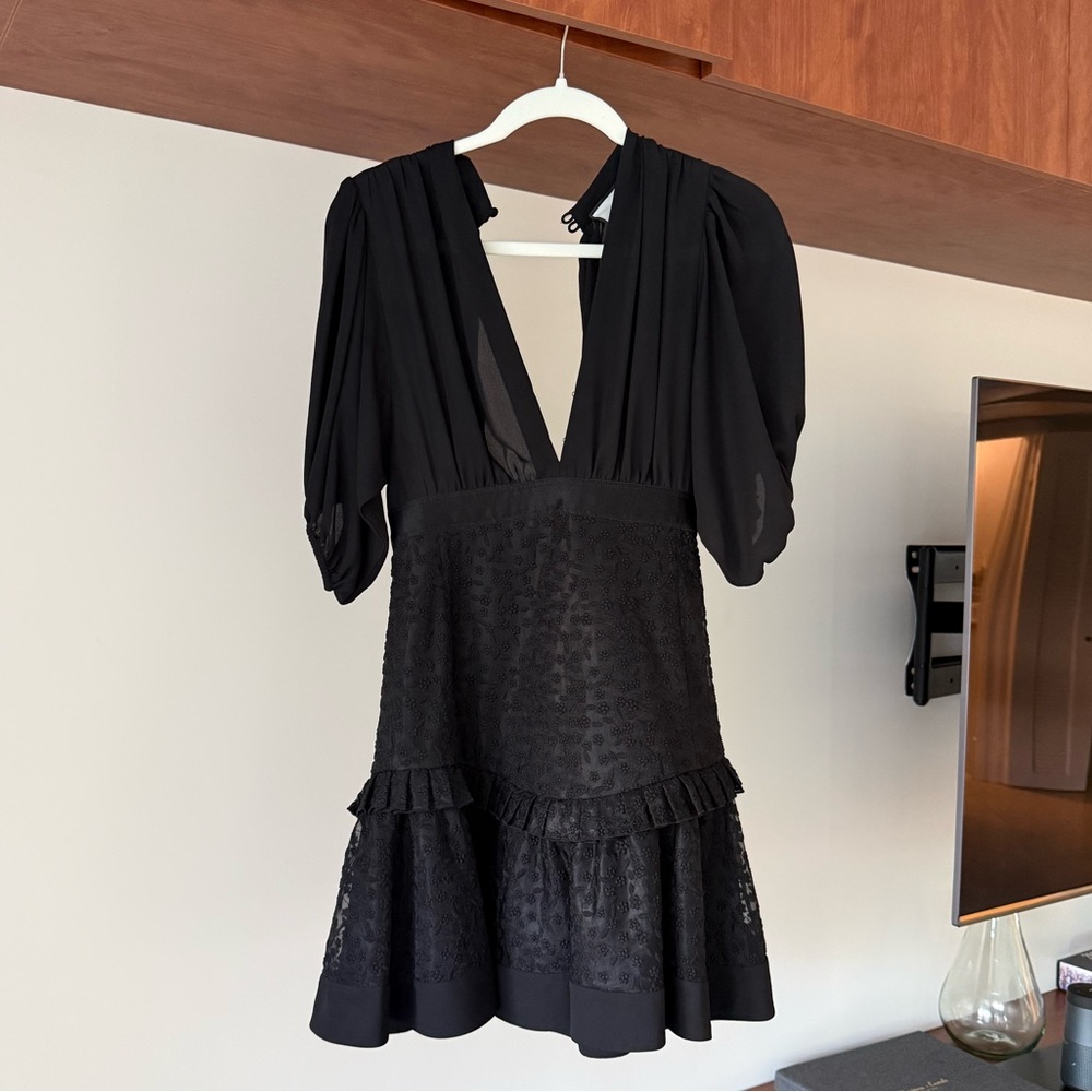 Alexis Black Lace V-Neck Mini Dress